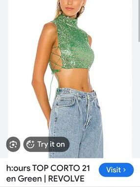 H:ours Top Corto En Green Crop Top XS Perfect Condition Worn Once